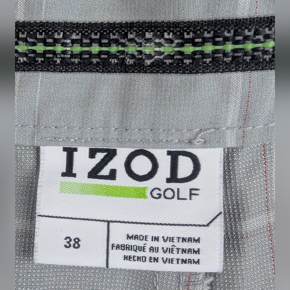 Izod Golf Shorts Size 38 Gray Red Stripe - Picture 4 of 8